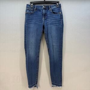 Miss Me Jeans Women's 26 (2) Blue Ankle Skinny Raw Hem Preppy Normcore